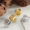 Tarnish Free Stainless Steel Gold Plated Knot Shaped Open Rings for Women