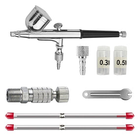 AB-130S 3-Piece Nozzle Airbrush Kit 0.2/0.3/0.5mm with 7CC Gravity Cup Dual-Action Precision Spray Gun for Auto Art Cake & Nail