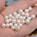 4mm 5mm 6mm 7mm White Natural Freshwater Round Pearls Beads Large Hole