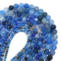 Natural Sapphire Blue Agate Loose Round Beads Smooth Semi-precious Round Beads for DIY Handmade Jewelry Accessory Making
