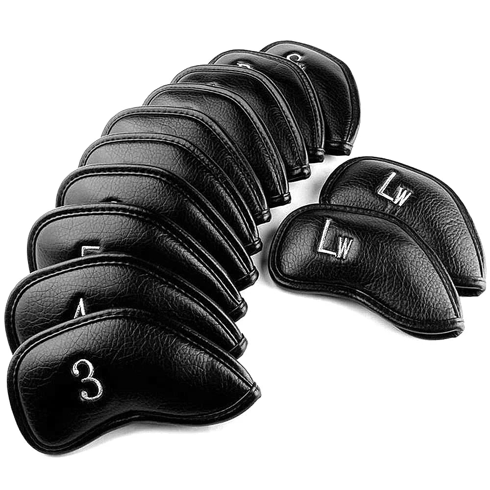Deluxe Waterproof Magnetic Synthetic Leather Golf Club Head Covers Custom Fit for Iron Clubs Premium Headcover