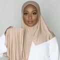 Easy to Wear Fast Ship One Face Loops Soft Cotton Jersey Shawls Muslim Instant Hijab Scarf
