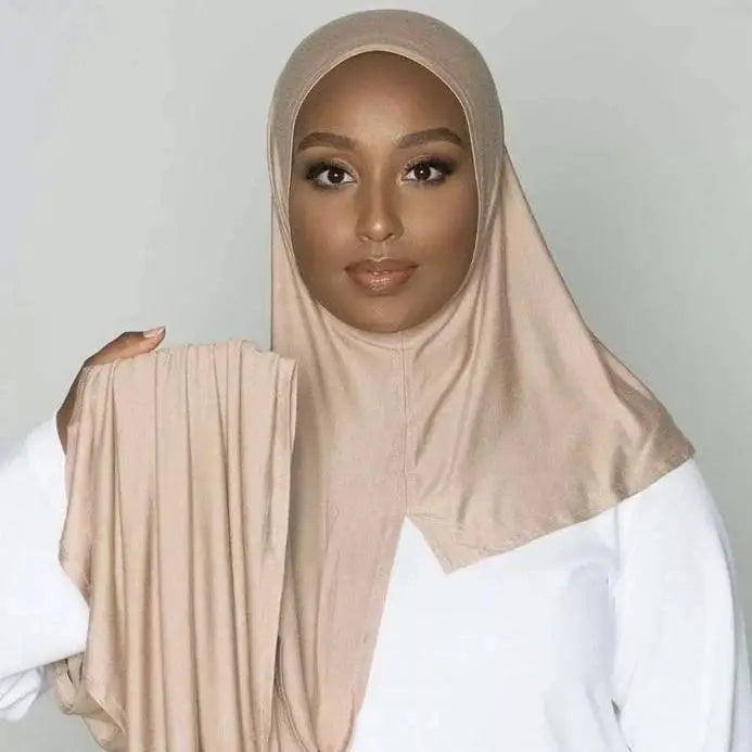 Easy to Wear Fast Ship One Face Loops Soft Cotton Jersey Shawls Muslim Instant Hijab Scarf