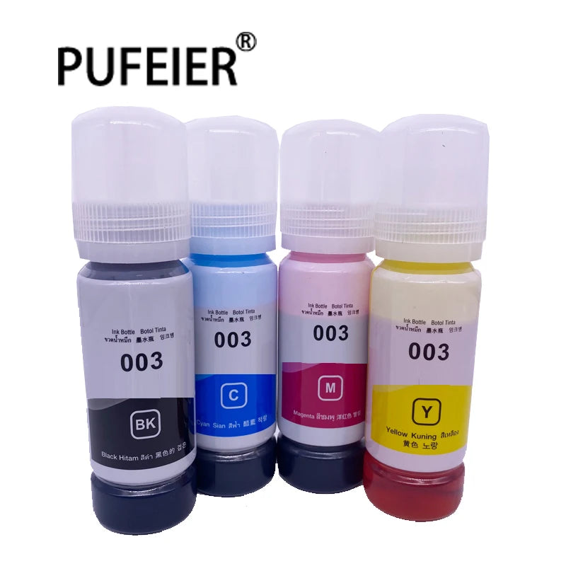 70ML Bottle 003 Printing Refill Dye Ink Compatible for Epson L4150 L4160 L6160 L6170 L6190 L3110 L3150 Inkjet Printer 003 Ink