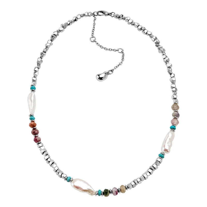 Women's Gold Alloy Necklace Natural Pearl Bead Link Chain Choker Fashion Jewelry OEM ODM Manufacturer