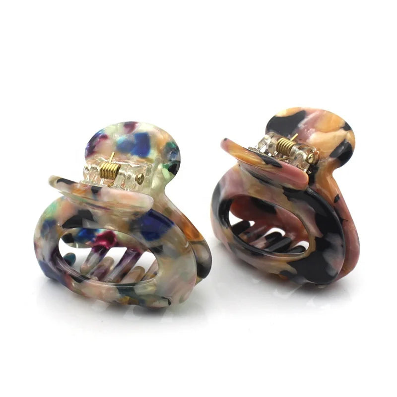 Cellulose Acetate Hair Claw Clips for Women Girls 3.8 cm Small Size Barrettes Hollow Out Design Claw Clip for Thin Hair