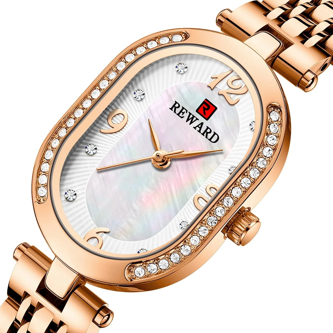 REWARD HOT Sale Women Watches Top Brand Luxury Stainless Steel Strap Wristwatch Female Quartz Ladies Watch Wife for Girl