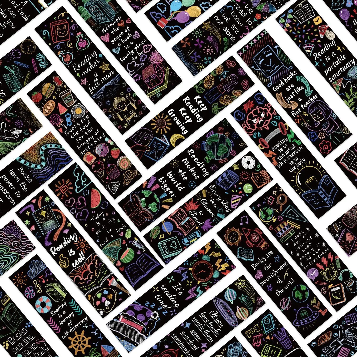 30PCS Chalk board drawing reading book lover quote bookmark