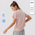 Custom OEM Quick Dry Moisture Wicking Breathable Loose Short Sleeve Yoga Top for Women Fitness