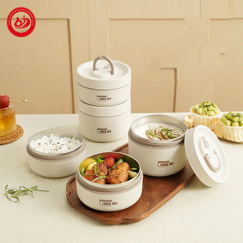 Korea Style Tiffin Food Grade PP SUS304 Insulated Portable Leakproof Heat Preservation Lunch Box 2/3 Layer Food Container