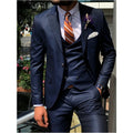 New 2025 Dark Blue 3 Piece Slim Men Suits Fashion Custom Made for Wedding Groom Tuxedo Prom Formal Tailor Made Coat Pant