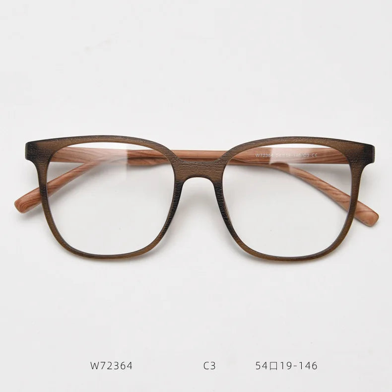 2025 YT Fashion Glasses Frame Vintage TR90 Anti Blue Light Eyeglasses Unisex Retro Square Wood Grain Legs Spectacles W72364