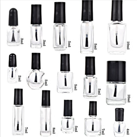 Customized Clear Glass Nail Polish Bottles with Cap with Brush 3ml/4ml/5ml/7ml/10ml/15ml/20ml Sizes Custom Logo
