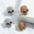 Punk Cool Boy Girl Pop Fashion Jewelry Silver Rhinestones Gold Plated Hip Hop Skull Party Jewelry Alloy Stud Earrings Gift