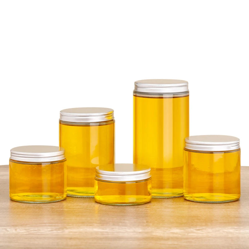 Food Grade Clear Glass Jars With Lids  200ml 280ml 390ml 500ml 770ml Glass Honey Jars Food Container Straight Glass Jar