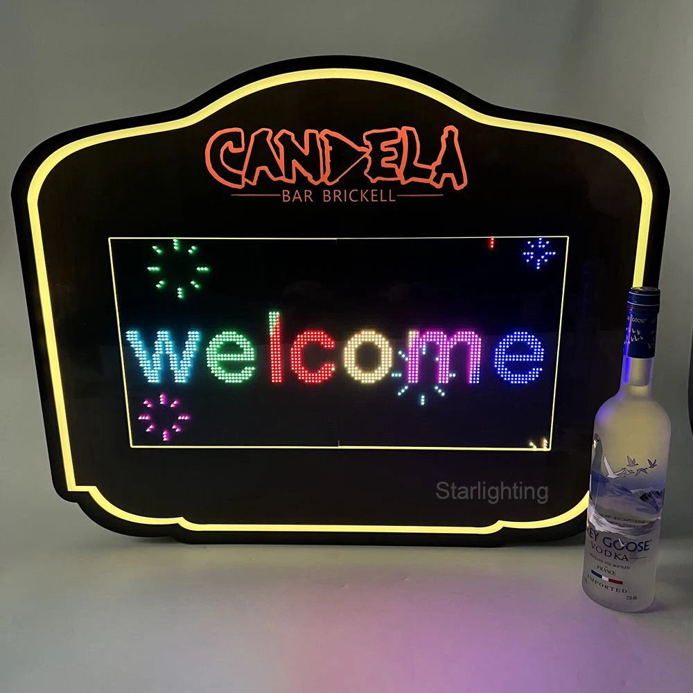 OEM Custom LOGO Scrolling Message Board APP Control Letters Sign VIP Display LED Light up Bottle Presenter for Night Club Lounge