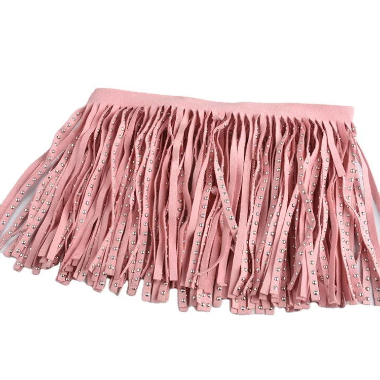 Custom Suede Leather Tassels for Garment Decoration Microfiber Tassel Fashion for Bag and Clothing Accessory