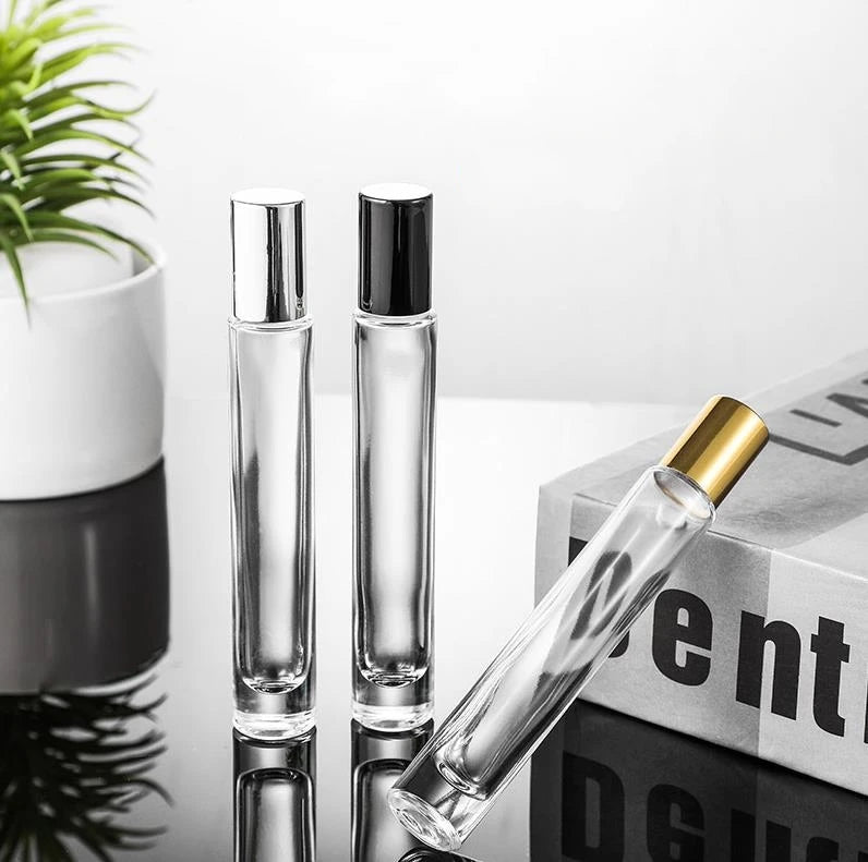 10ml Luxury Refillable Round Square Roll on Perfume Bottle Empty Thick Bottom Glass Essential Oil Bottle With Roller Ball