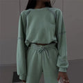 2023 Women's Casual Sports Street Wear Jogger Set Breathable Satin Sweatshirt Suites with Solid Pattern Autumn Fashion Print