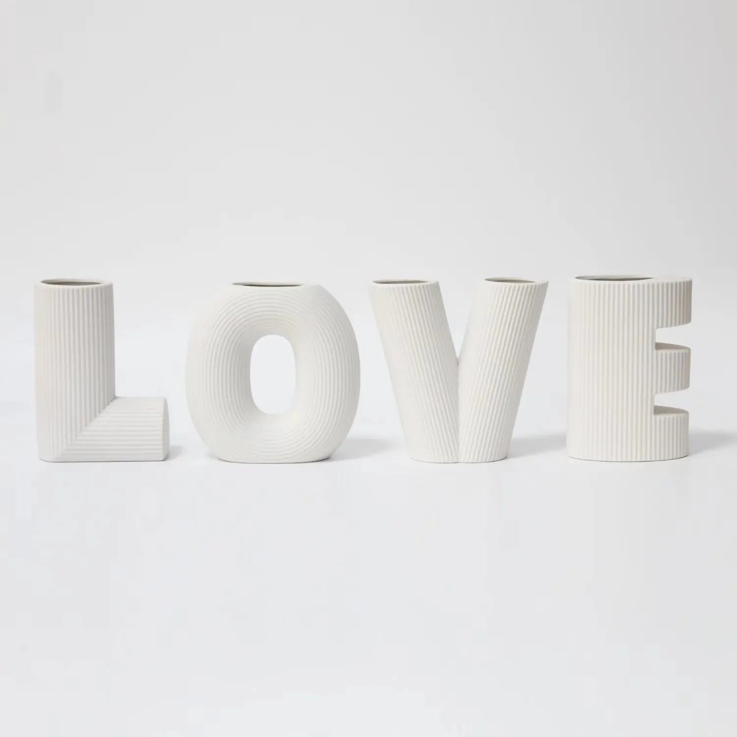 Love Sign Modern Set of 4 Ceramic Small Flower VasesValentines Day Decorations Gift