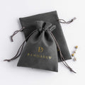 PandaSew Custom logo Printed Small Mini Velvet Suede Drawstring Jewelry Pouch Bag