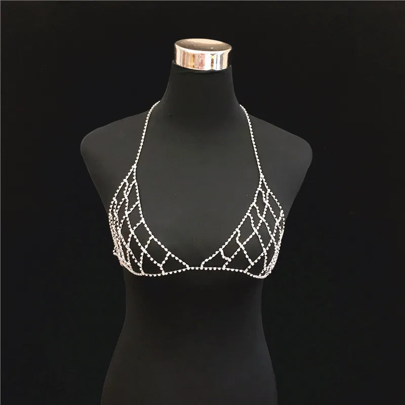 Beach Body Chain Metal Claw Chain Bikini Water Diamond Body Chain Bust Net Hollow