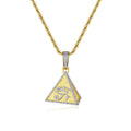 JINSE Gold Plated Hip Hop Copper Micro-inlaid Zircon Pyramid God Solid Pendant Men Women