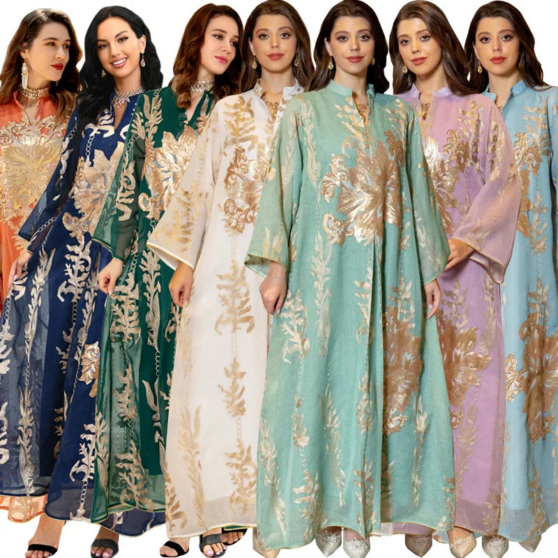 Women Arab Dubai Islamic Clothes Sequin Embroidery Abaya Dress Muslim Dress