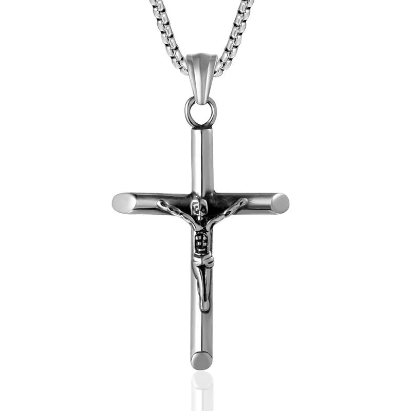 Arrival Prayer Christian Stainless Steel Mirror Polished Jesus Christ Cross Charms Pendant for Crucifix Jewelry