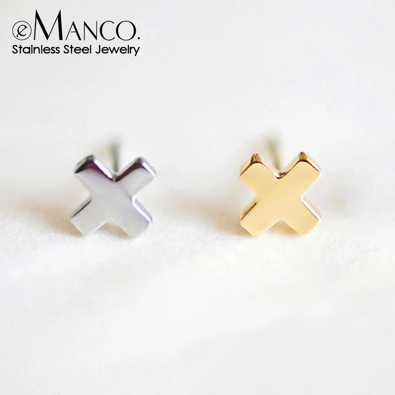 EManco Stainless Steel Fashion Earring Korean Edition Crucifix Earrings Simple Earrings 316L Titanium Steel