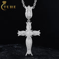 New Luxury Rapper Jewelry 925 Sterling Silver Vvs Moissanite Diamond Iced Out Cross Pendant With Square Center