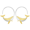 Lotus Fun Wholesale Hand Made 18K Gold Plated Pure 925 Sterling Silver Sea Animal Whale Hoop Earring Lovely Women Jewelry Fine