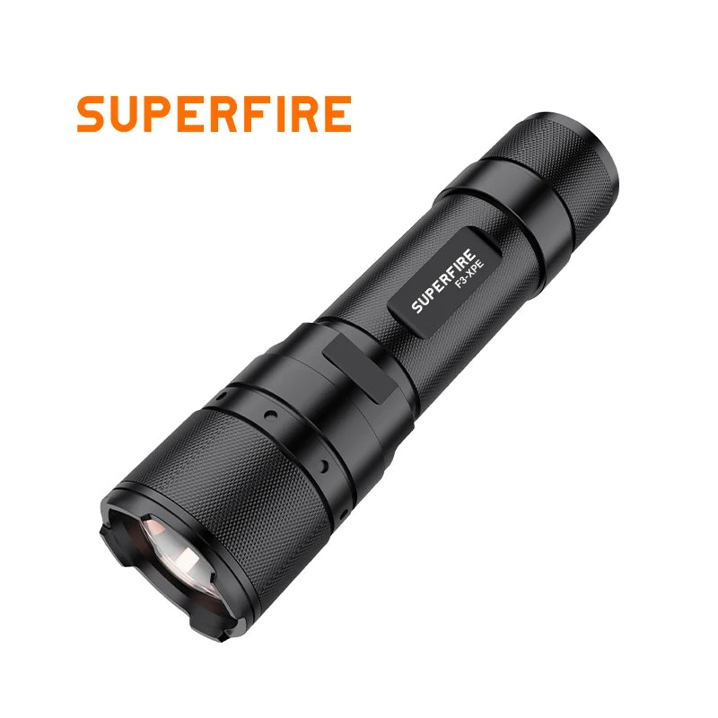High Power Rechargeable LED Tactical Flashlight with Aluminum Alloy Body 300 Lumens IP33 Rated Zoom Focus for Camping