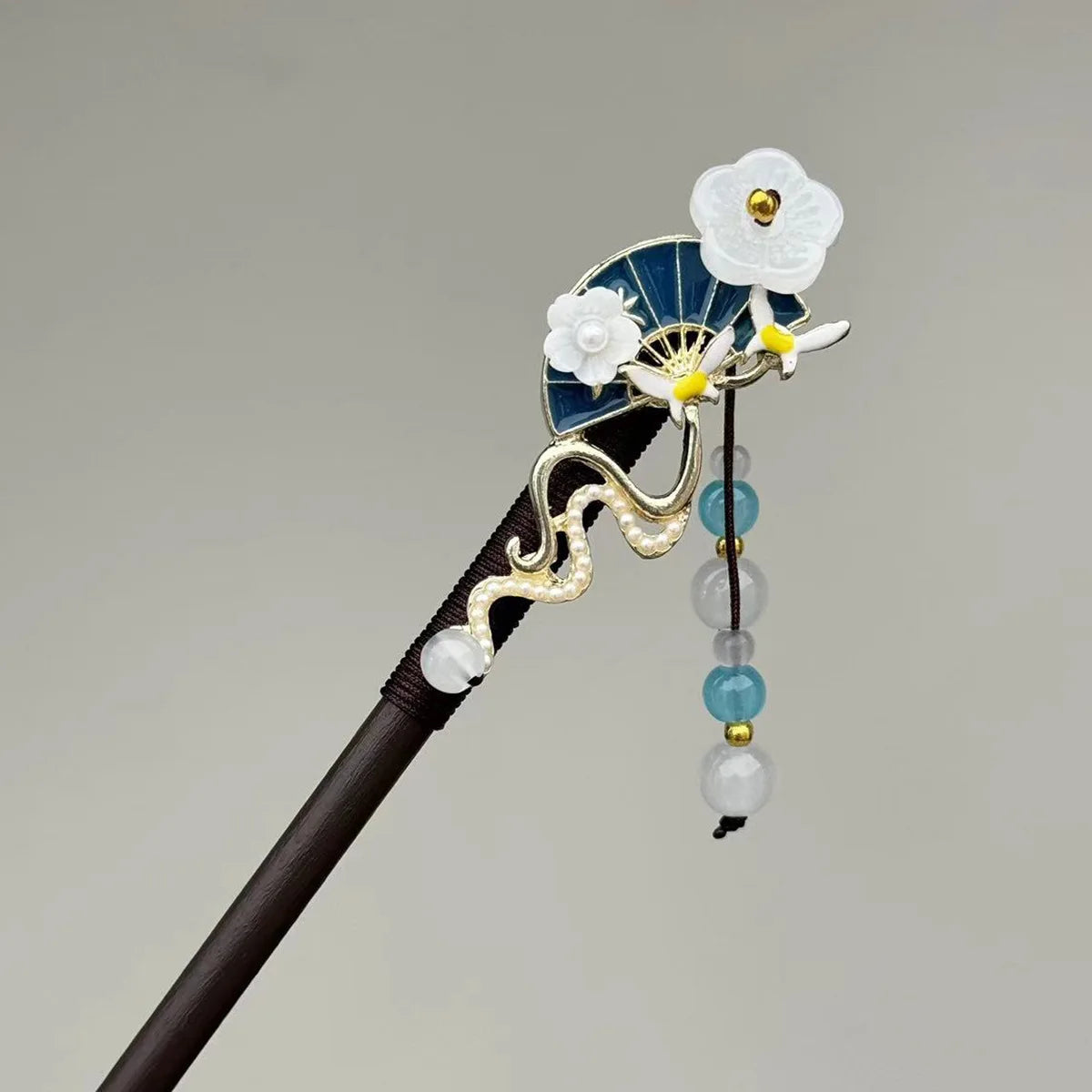 New Chinese Style Banana Fan Tassel Hair Stick Flower Tassel Ancient Costume Hanfu Vintage Dished Hair Stick Accessories Gifts