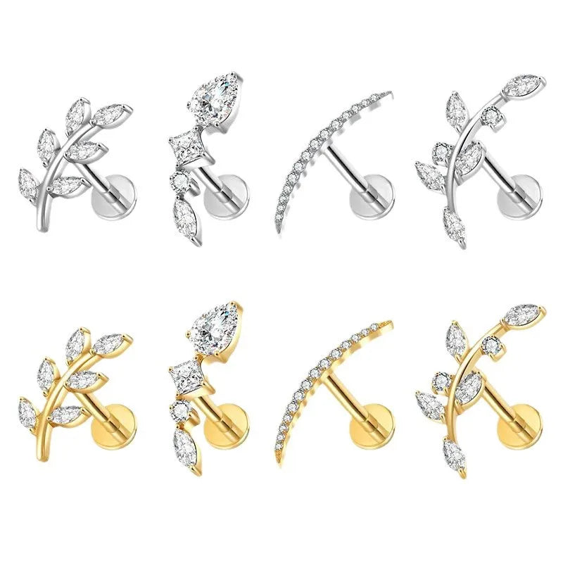 Gaby New Arrive 16G G23 ASTM F136 Titanium Heart Moon Shape Labret Ring Cartilage Earring Piercing Titanium Body Jewelry