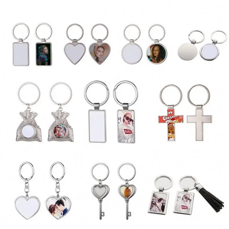 Wholesale Custom Personalize DIY Photo Sublimation Keychains Blanks Promotion Sublimation Mirror Metal Blank Keychain Key Rings