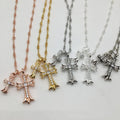 Wholesale Ch New Double Cross Inlaid Diamond Antique Necklace Jewelry Lovers Festival Bamboo Chain