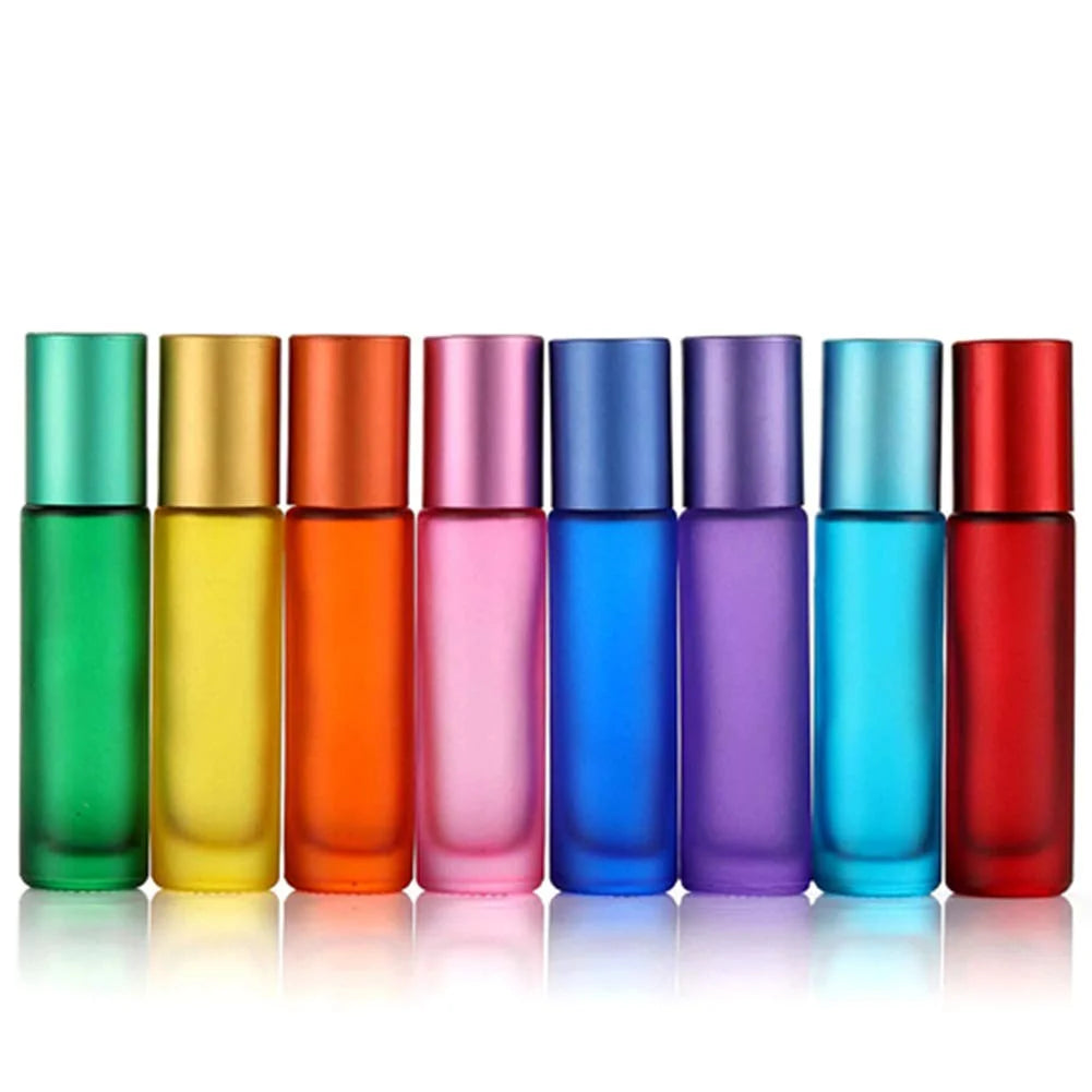 10ml Small Reusable Roll on Bottle Matte Glass Roll on Bottle with Stainless Steel Roller Ball