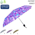 Ovida Custom Logo Printed 3-Fold UV Lightweight Umbrella Manual Control Rain Sun Shelter with Minimalist Design Style for Adults