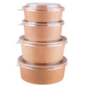 Food Grade Material Take Away Kraft Paper Salad Bowl 1100ml With Lid