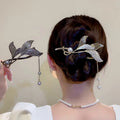 Rhinestone Pearl Fishtail Tassel Twisted Hair Twist Clip Frog Hair Claw Catch Clips Tassel Back Head Hairpin