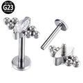 GZN ASTM F-136 Titanium Piercing Bezel Set Jewelry Marquise Crystal & Ball Clusters Fan Top Labret Piercing Fashion Lip Labret