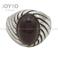 Fashion Customized Wholesale Stainless Steel Spiral Oval Red Crystal Stone Ring Jewelry for Men Women