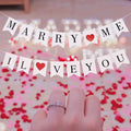 Wedding Valentine's Day Make Proposal Marry Me Photo Booth Prop Banner Letter Shape Paper 20x16cm White Red