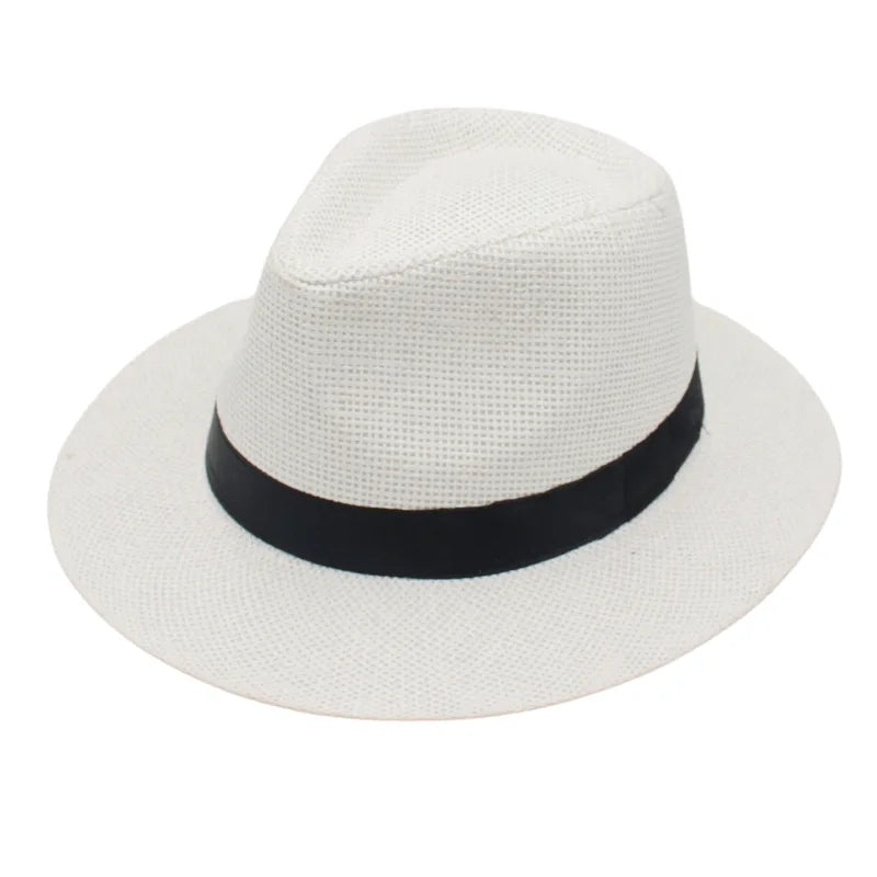 Wholesale Unisex Sun Straw Hats Custom Logo Flat Brim Panama Straw Hats