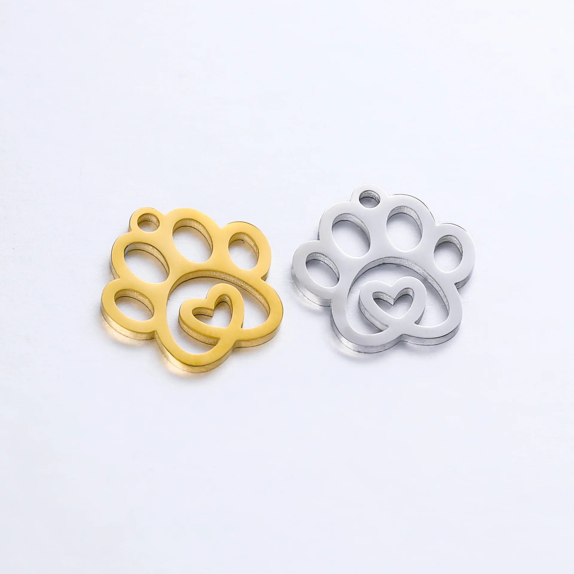 Stainless Steel Cat Dog Claw Charms Cute Animal Claw Heart Pendant for DIY Bracelet Necklaces Jewelry Making Accessories (SZ084)