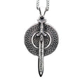 Fatingna Stainless Steel Warrior Sword Shield Pendant Trendy Norse Viking Necklace Diamond Pearl Anniversaries Jewelry Main