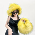 Custom Large Oversized Fisherman Hat Green Long Faux Fur Bucket Hat for Fishing Casual Ski Party