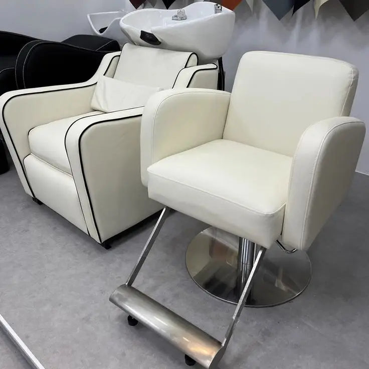 Salon Equipment Styling Chair in White Hair Cut Chair