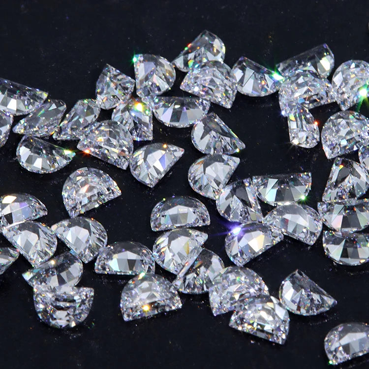 Factory Price AAAAA Cubic Zirconia AAA 5A Loose CZ Stone Zircon Half Moon Cut Cubic Zirconia